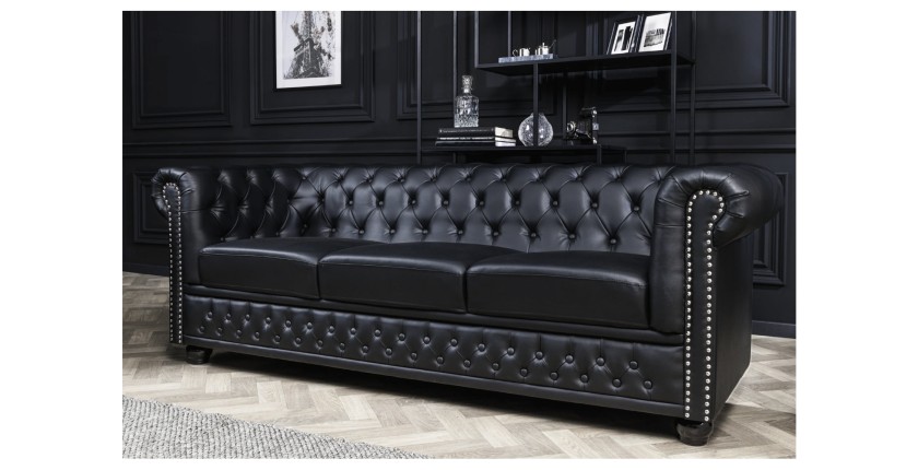 Canapé 3 places EDGAR noir mis en situation