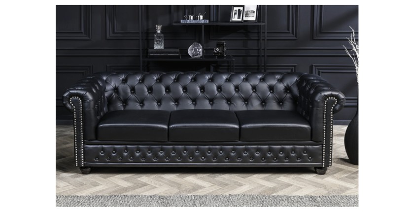 Canapé 3 places EDGAR noir vu de face