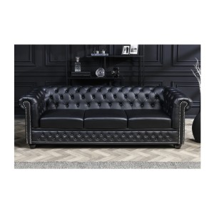 Canapé 3 places EDGAR noir vu de face