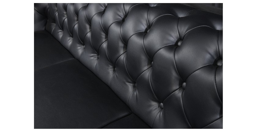 Zoom sur le dossier du canapé 3 places EDGAR noir