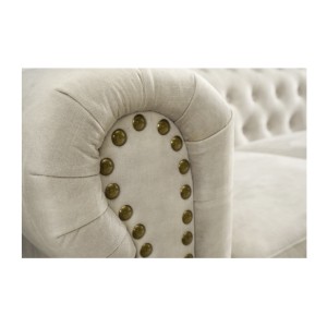 Zoom sur l'accoudoir du canapé droit 3 places EDGAR blanc