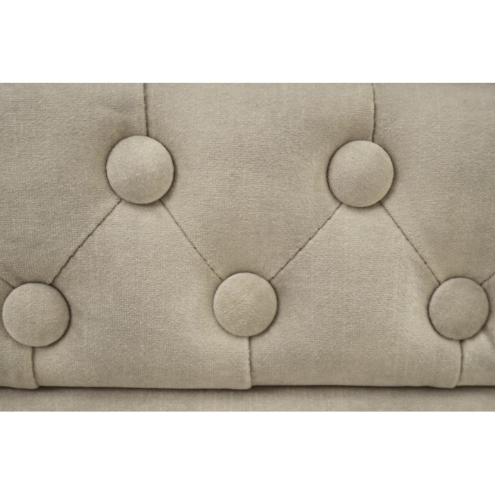 Sofa recht EDGAR - Champagne wit - 3 zitplaatsen - Barokstijl fluweel