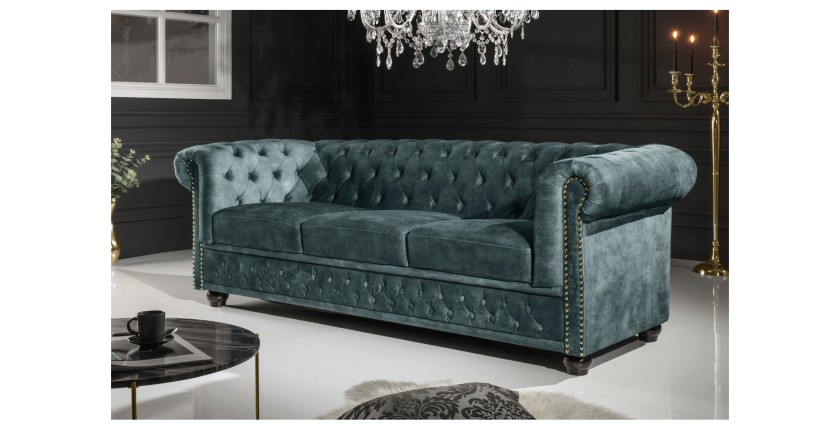 Canapé 3 places EDGAR bleu canard mis en situation