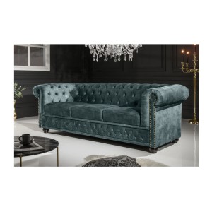 Canapé 3 places EDGAR bleu canard mis en situation