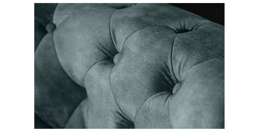 Zoom sur le dossier du canapé 3 places EDGAR bleu canard