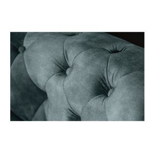 Zoom sur le dossier du canapé 3 places EDGAR bleu canard