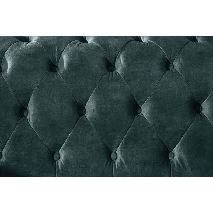 Sofa recht EDGAR - Eendenblauw - 3 zitplaatsen - Fluweel barokstijl