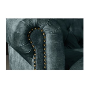 Zoom sur l'accoudoir du canapé 3 places EDGAR bleu canard