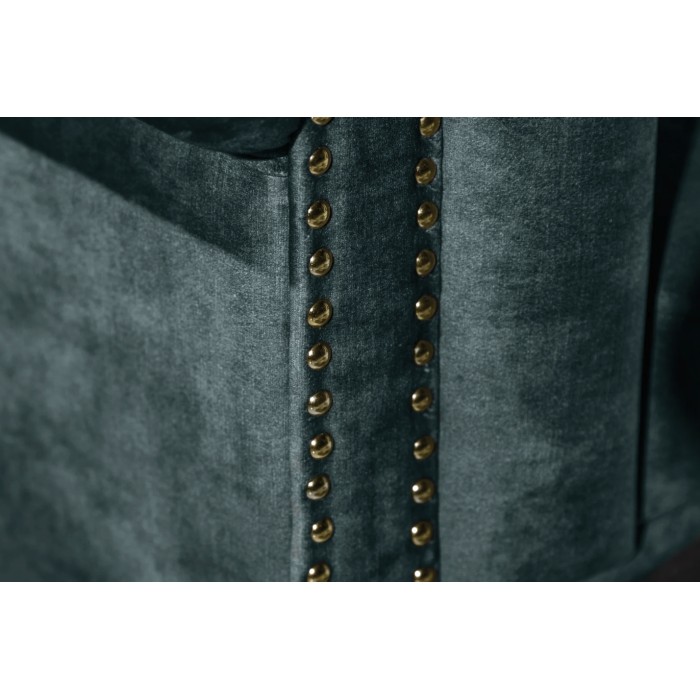 Sofa recht EDGAR - Eendenblauw - 3 zitplaatsen - Fluweel barokstijl