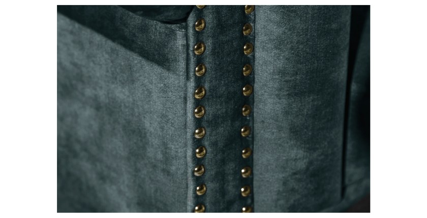 Zoom sur la tranche du canapé 3 places EDGAR bleu canard