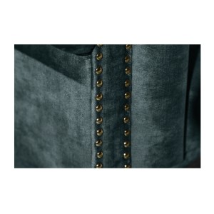 Zoom sur la tranche du canapé 3 places EDGAR bleu canard