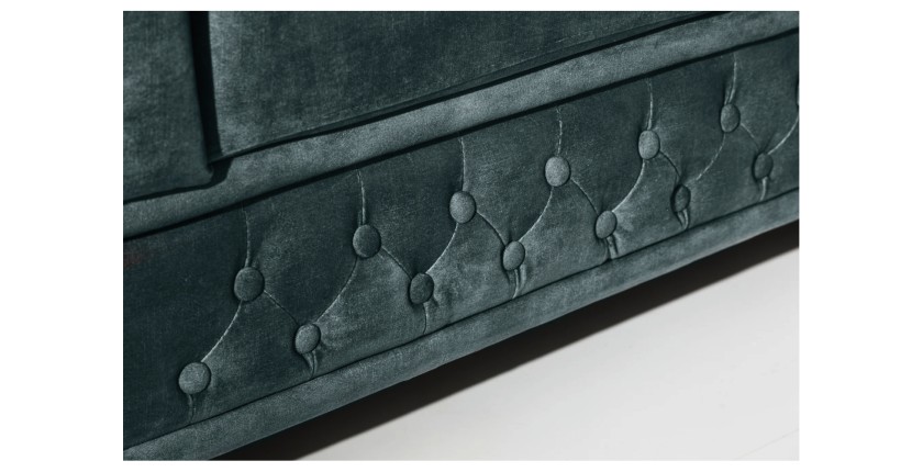 Zoom sur le bas du canapé 3 places EDGAR bleu canard