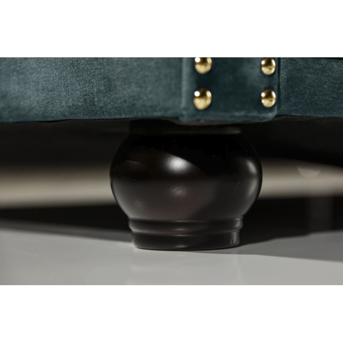 Sofa recht EDGAR - Eendenblauw - 3 zitplaatsen - Fluweel barokstijl