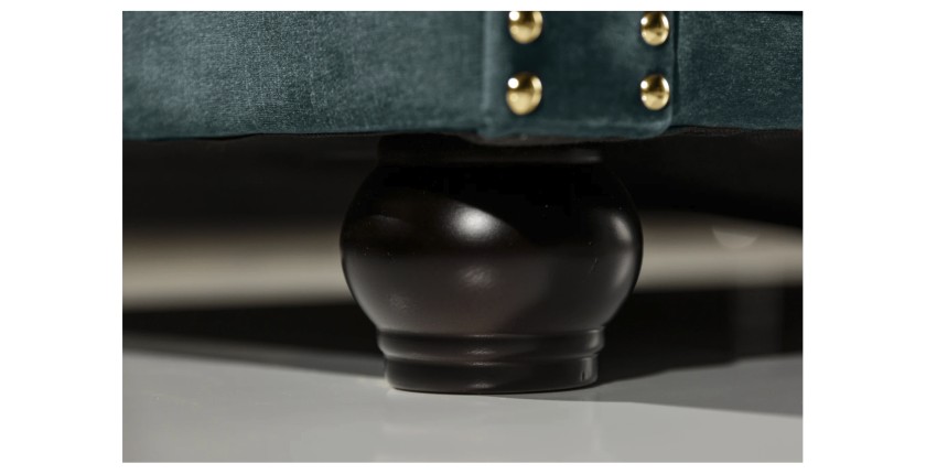 Zoom sur l'un des pieds du canapé 3 places EDGAR bleu canard