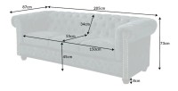 Dimensions du canapé 3 places EDGAR bleu canard