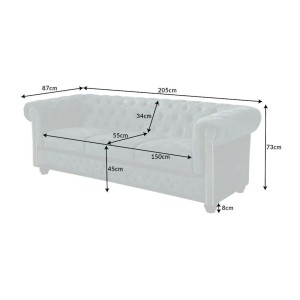 Dimensions du canapé 3 places EDGAR bleu canard