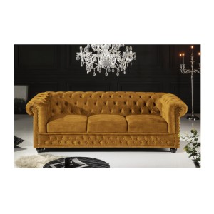 Canapé 3 places EDGAR jaune moutarde vu de face