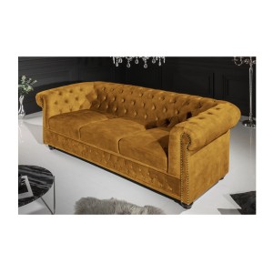 Canapé 3 places EDGAR jaune moutarde vu de côté