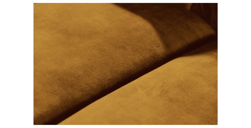Zoom sur l'assise du canapé 3 places EDGAR jaune moutarde