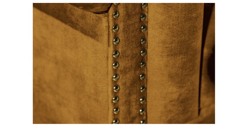 Zoom sur la tranche du canapé 3 places EDGAR jaune moutarde