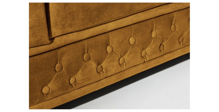 Zoom sur le bas du canapé 3 places EDGAR jaune moutarde