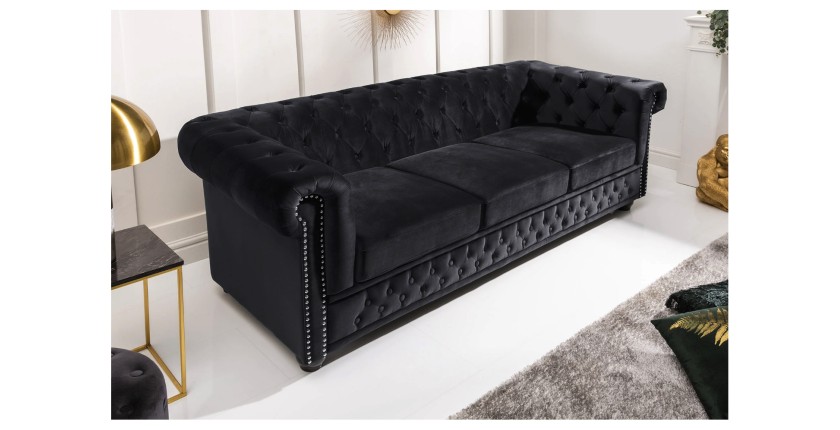 Canapé 3 places droit EDGAR noir mis en situation