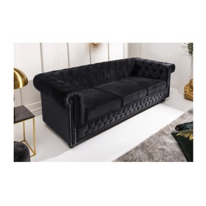 Canapé 3 places droit EDGAR noir mis en situation