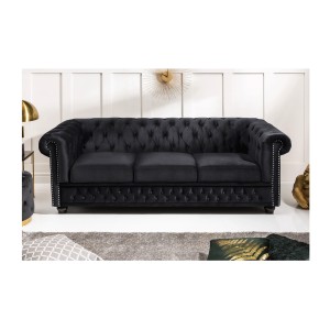 Canapé 3 places droit EDGAR noir vu de face