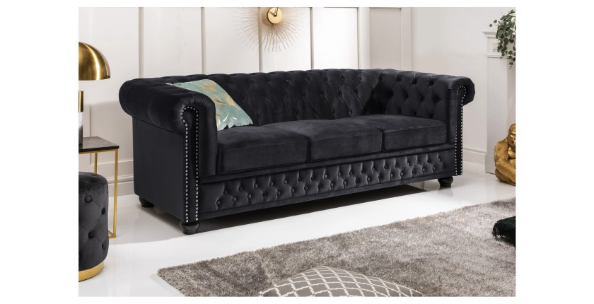 Canapé 3 places droit EDGAR noir vu éloignée