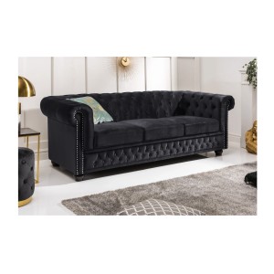 Canapé 3 places droit EDGAR noir vu éloignée