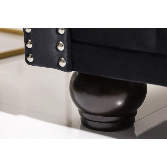 Canapé droit EDGAR – Zwart – 3 zitplaatsen – Fluweel barokstijl