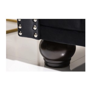 Zoom sur l'un des pieds du canapé 3 places droit EDGAR noir