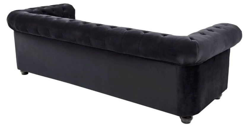 Canapé 3 places droit EDGAR noir vu de dos