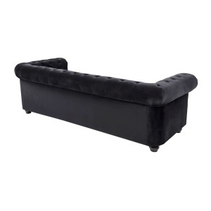 Canapé 3 places droit EDGAR noir vu de dos