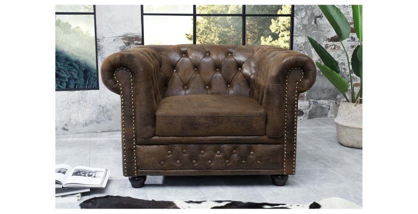 Fauteuil EDGAR marron vu de face