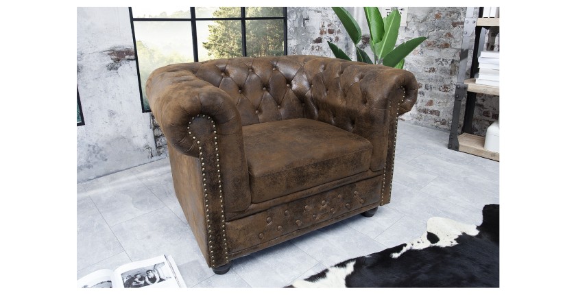 Fauteuil EDGAR marron mis en situation