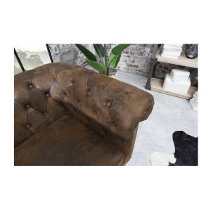 Zoom sur l'accoudoir du fauteuil EDGAR marron