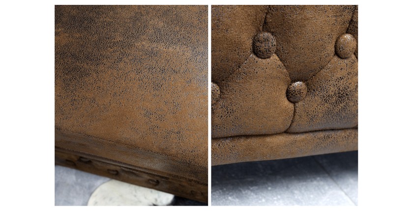 Zoom sur les détails du fauteuil EDGAR marron