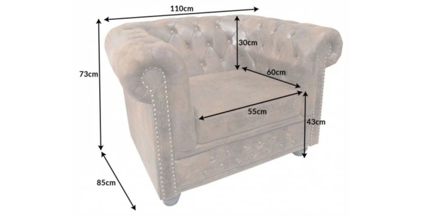 Dimensions du fauteuil EDGAR marron