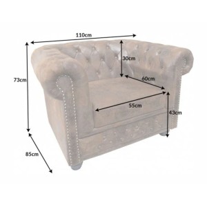 Dimensions du fauteuil EDGAR marron