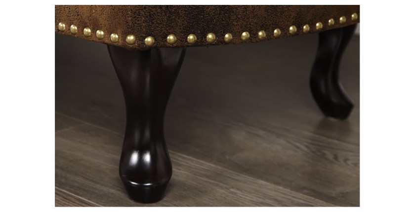 Zoom sur les pieds de la méridienne EDGAR marron