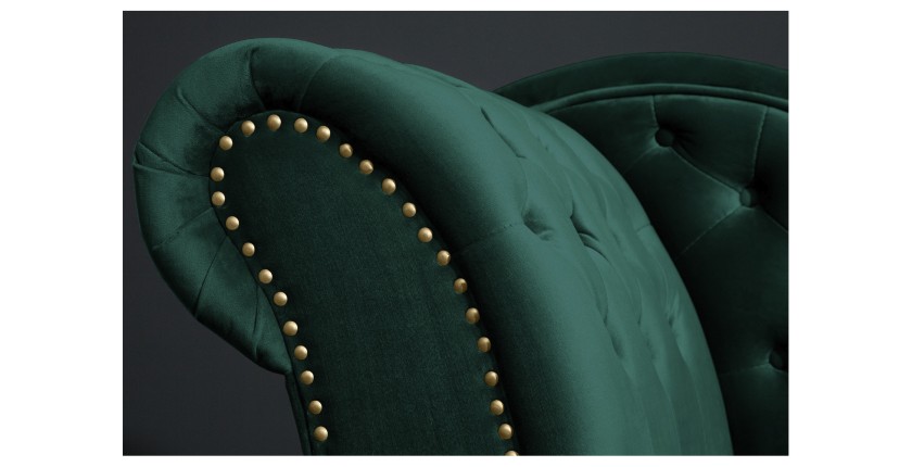 Zoom sur l'accoudoir de la méridienne EDGAR verte