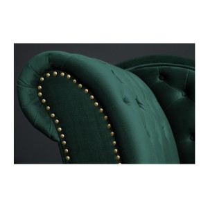 Zoom sur l'accoudoir de la méridienne EDGAR verte