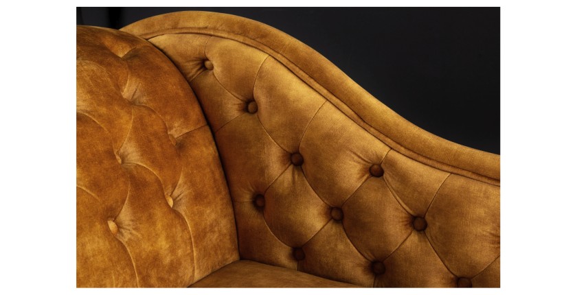 Zoom sur le dossier de la méridienne EDGAR jaune moutarde