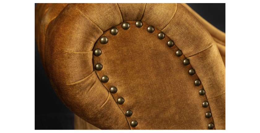 Zoom sur l'accoudoir de la méridienne EDGAR jaune moutarde