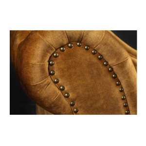 Zoom sur l'accoudoir de la méridienne EDGAR jaune moutarde