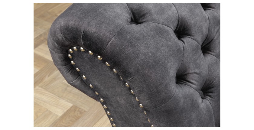 Zoom sur l'accoudoir de la méridienne EDGAR grise perle