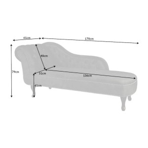 Dimensions de la méridienne EDGAR grise perle