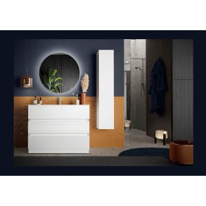 Mobile da bagno con 1 lavabo e 3 cassetti, collezione VIENNA. Colore bianco lucido.