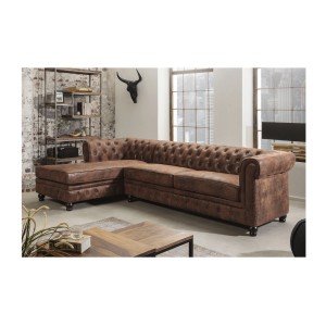 Canapé d'angle EDGAR marron vu de côté